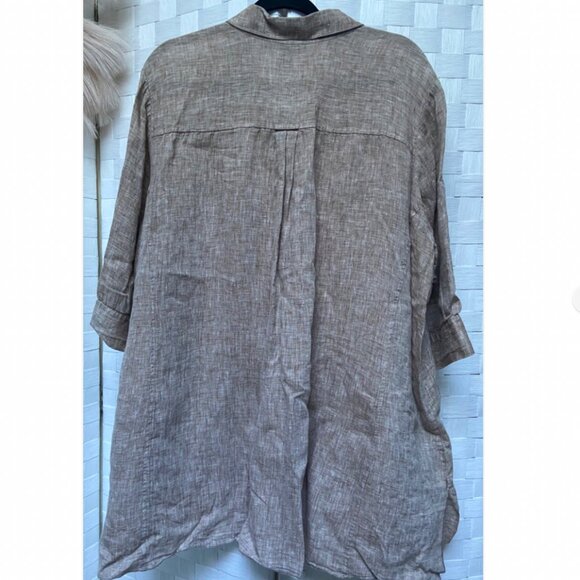 Lafayette 148 100% Linen Brown Button Shirt Top Size 20 - Picture 4 of 4